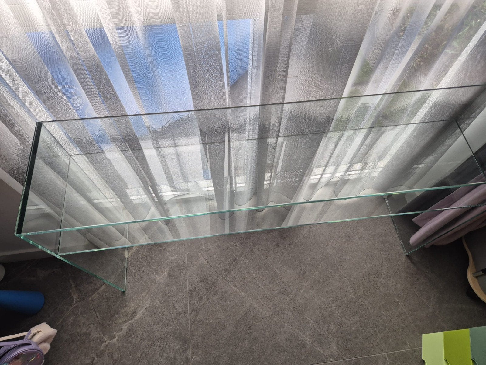 Strakke glazen console tafel - Zo goed als nieuw, Ophalen of Verzenden, 60 cm of meer, Rechthoekig, Glas