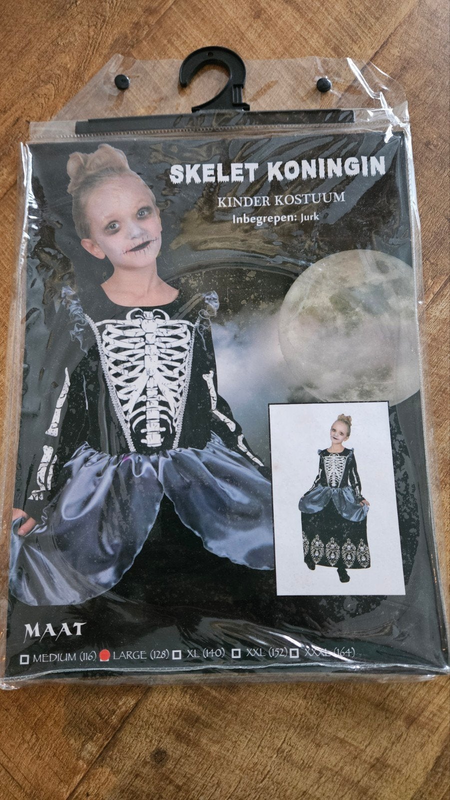 halloween Skelet Koningin Kinder Kostuum - Maat 128, Ophalen of Verzenden, 122 t/m 128, Meisje