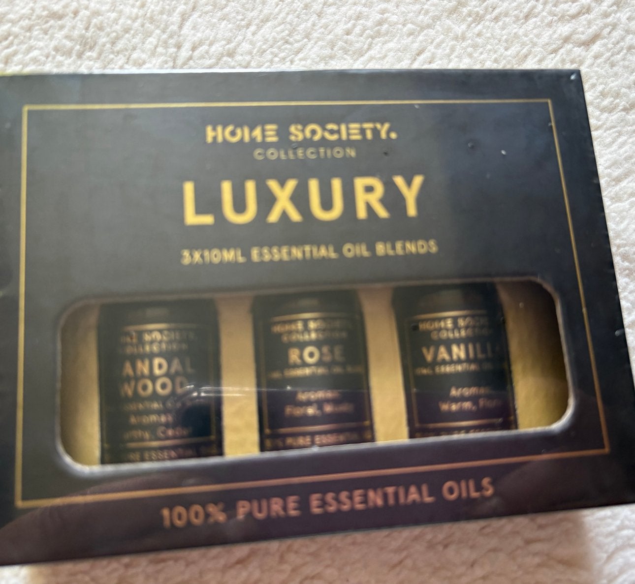 Home Society Luxury Essentiële Oliën Set - Sandalwood, Rose,, Huis en Inrichting, Meerkleurig, Overige materialen, Nieuw, Ophalen of Verzenden