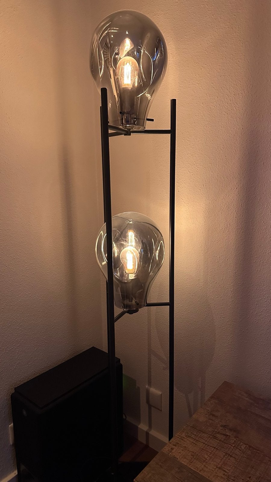 Stijlvolle Vloerlamp met Rookglas Bollen - 160 cm Hoog, Ophalen, Zo goed als nieuw, Glas, 150 tot 200 cm