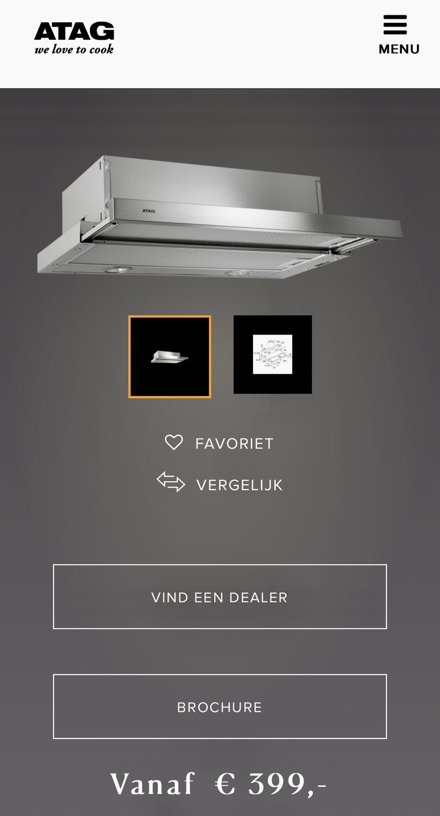 Nieuwe ATAG VLAKSCHERM AFZUIGKAP (60 CM) WV60211AM, Witgoed en Apparatuur, Afzuigkappen, Onderbouw afzuigkap, Motor, Nieuw, Ophalen of Verzenden