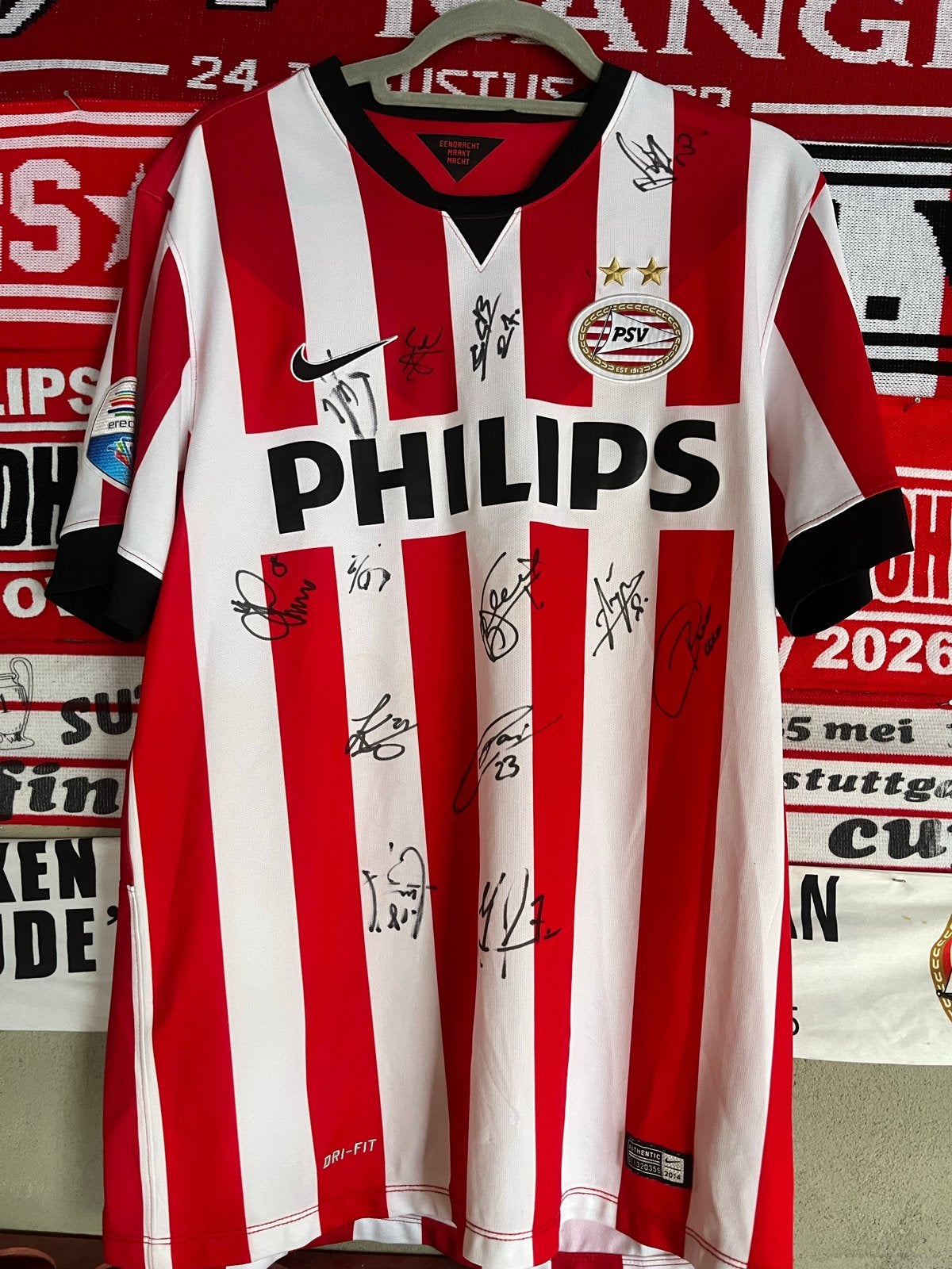 Gesigneerd PSV Kampioensshirt 2014/2015, Sport en Fitness, Maat L, Ophalen of Verzenden, Zo goed als nieuw, Shirt