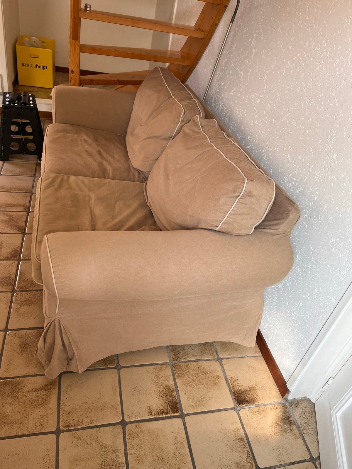 IKEA EKTORP 2-zitsbank beige met extra hoezen, Huis en Inrichting, Banken | Bankstellen, Ophalen, Gebruikt, 150 tot 200 cm, Tweepersoons
