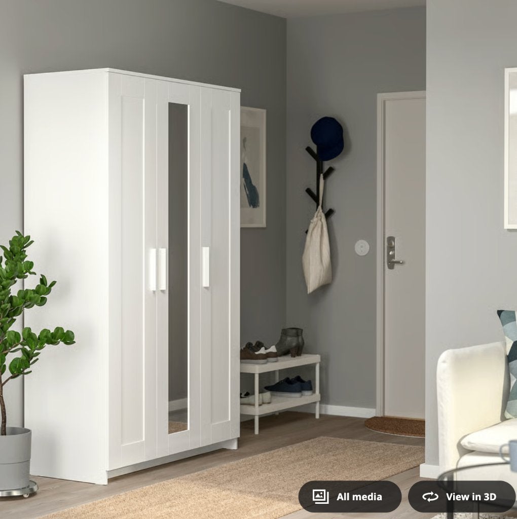 IKEA BRIMNES wardrobe/kledingkast 3 doors white 117x50x190cm, Overige materialen, 150 tot 200 cm, Ophalen of Verzenden, Zo goed als nieuw