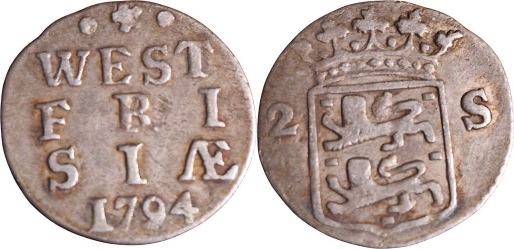 2 stuiver 1794, West-Friesland, Postzegels en Munten, Munten | Nederland, Vóór koninkrijk, Verzenden, Zilver, Overige waardes