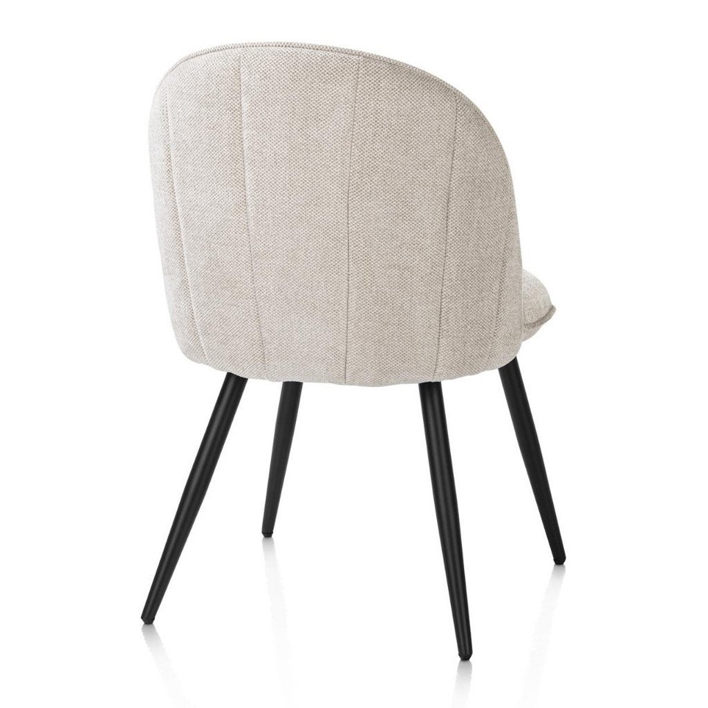 9 nieuwe stoelen, Creme/wit stof, zwarte poten., Huis en Inrichting, Stoelen, Ophalen, Wit, Nieuw, Stof
