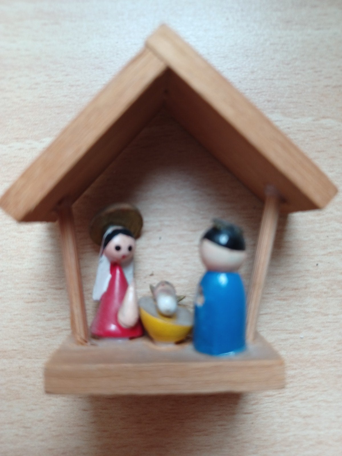 Mini kerststal kerst stal Jezus Jozef en Maria, Ophalen of Verzenden, Gebruikt, Beeld(je)