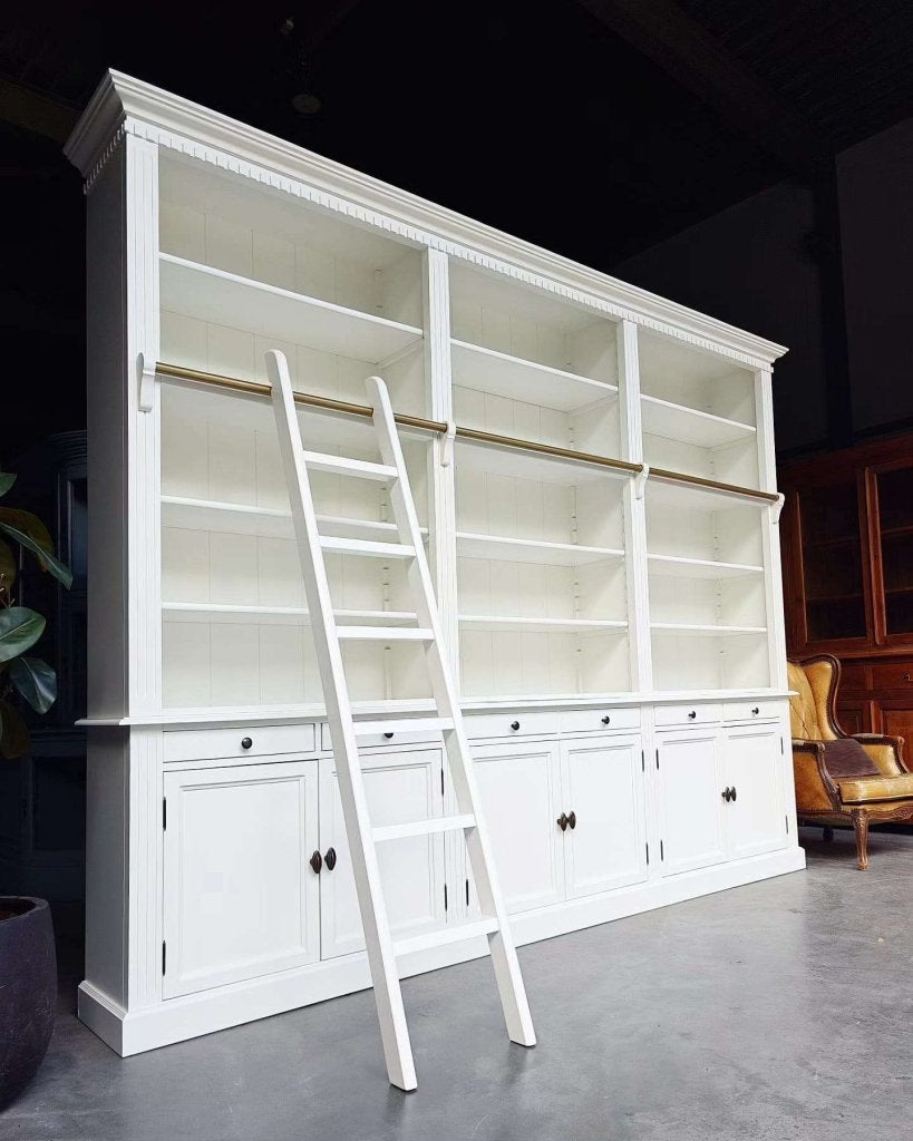 Grote bibliotheekkast met ladder | Witte boekenkast #9117, Metaal, -, 200 cm of meer, -