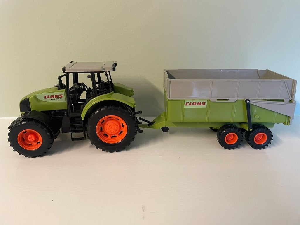 Dickie Toys Tractor CLAAS Ares 836 rz met kiep aanhanger, Ophalen of Verzenden, Gebruikt