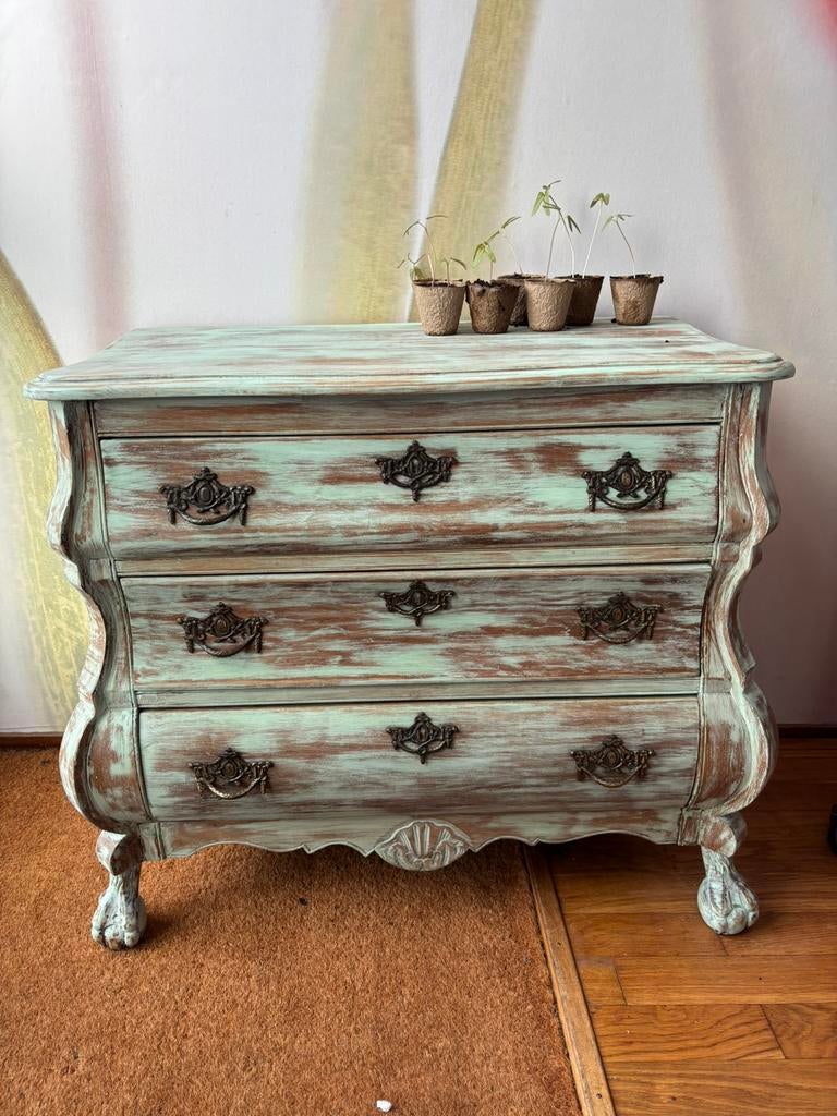 Antiek Buikkastje/ ladekastje in bohemian style, Huis en Inrichting, Kasten | Ladekasten, Ophalen, 50 tot 100 cm, Zo goed als nieuw