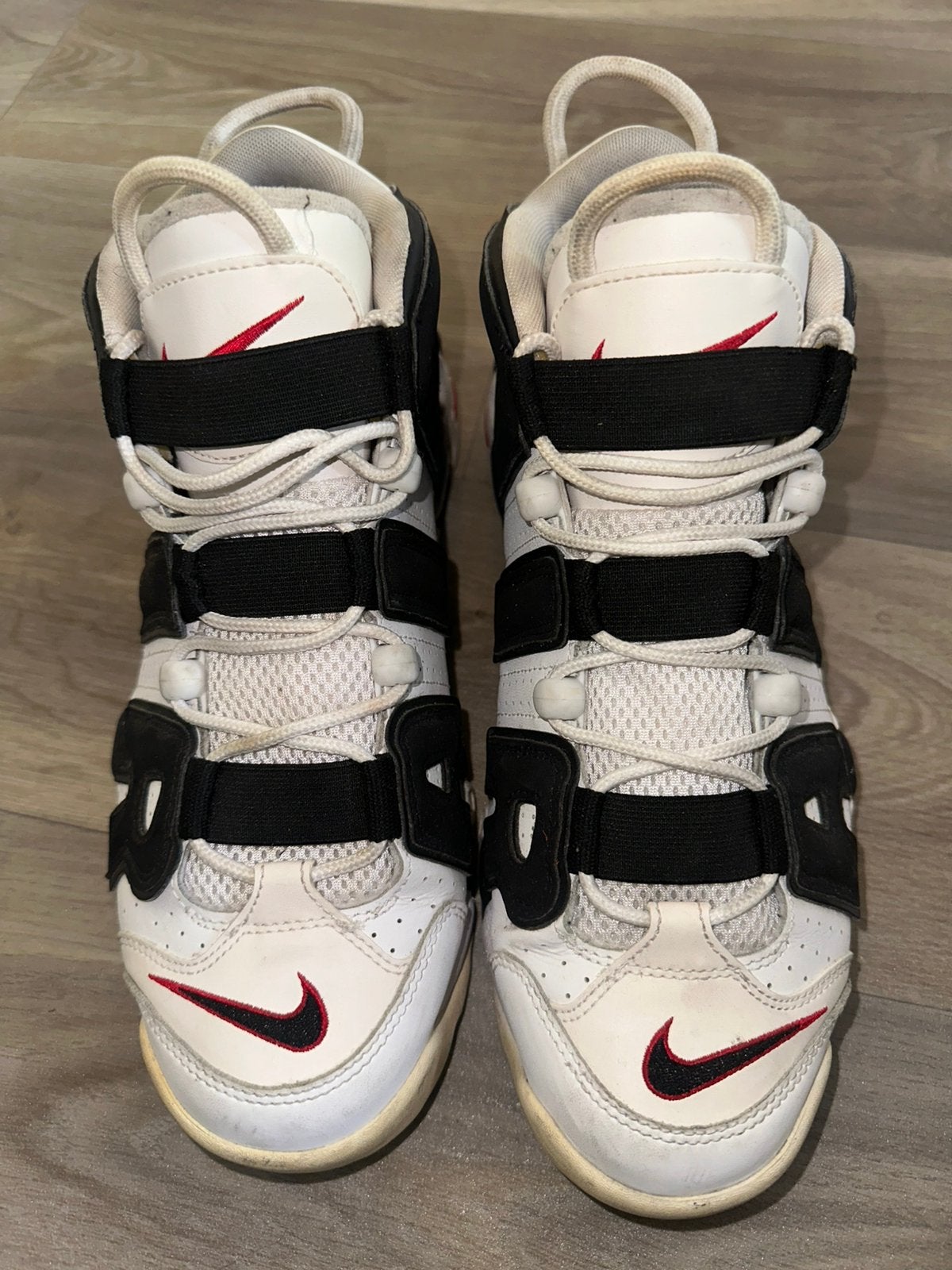 Nike Air More Uptempo '96 Sneakers - Wit/Zwart, Wit, Ophalen of Verzenden, Sneakers of Gympen, Gedragen