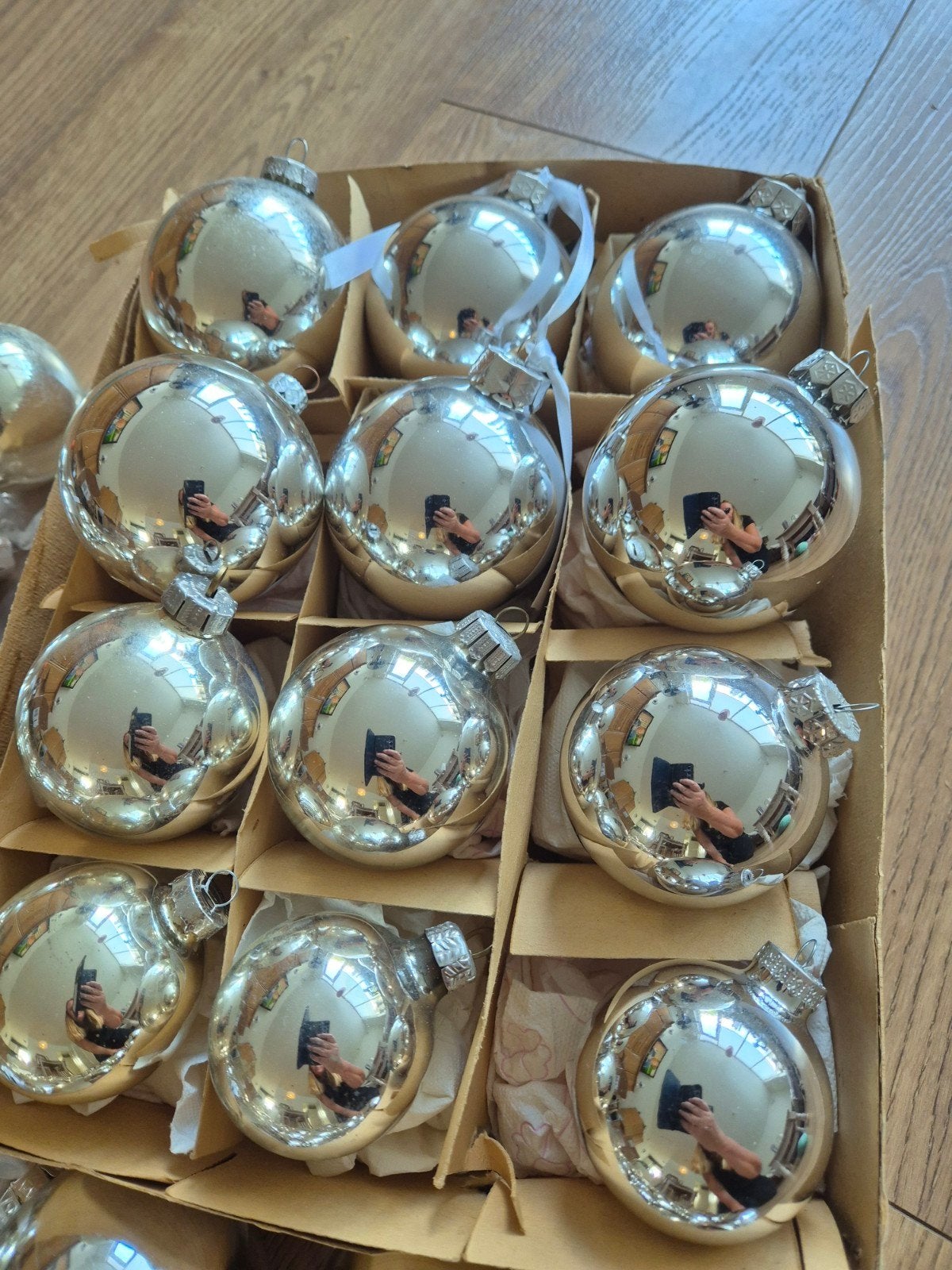 vintage  oude zilveren grote  kerstballen, Ophalen of Verzenden, Gebruikt