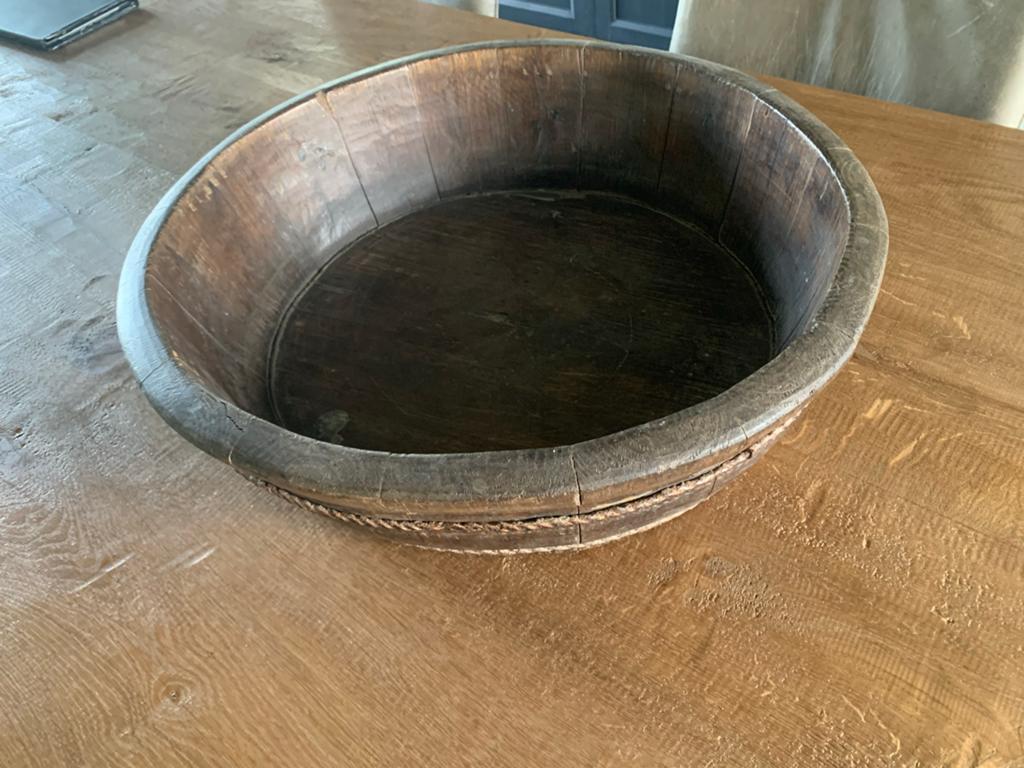 Antieke houten kom/schaal ( olijfbak ), Huis en Inrichting, Ophalen, Gebruikt, Schaal, Rond