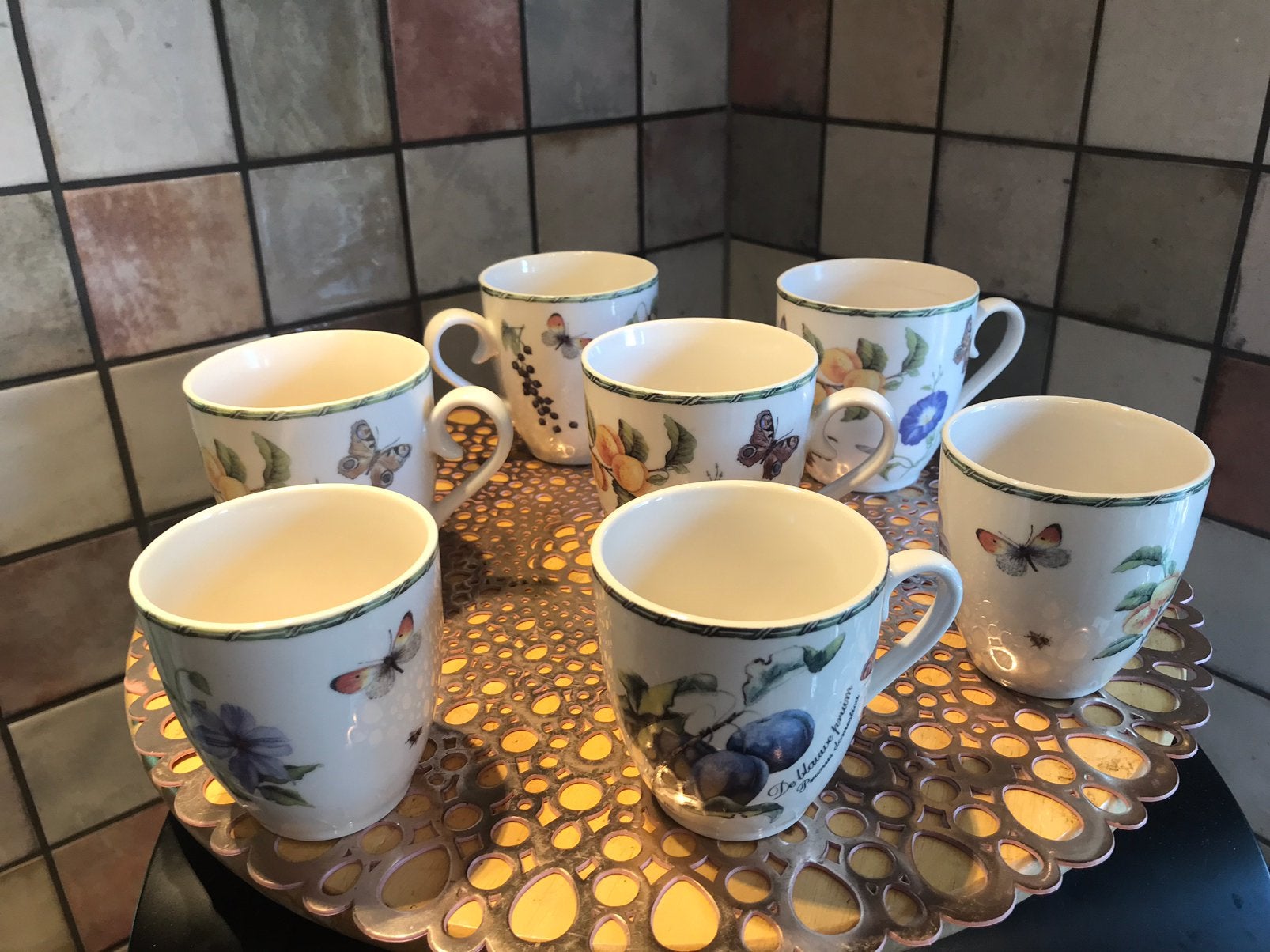 JBS 4 hoge en 3 lagere mokken,vintage,hoog 9 en 8 cm, Antiek en Kunst, Ophalen of Verzenden