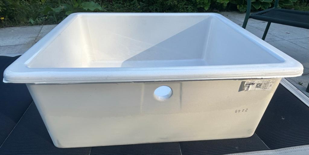 Witte keramische spoelbak voor keuken of bijkeuken, Ophalen, Overige typen, Kunststof, Nieuw