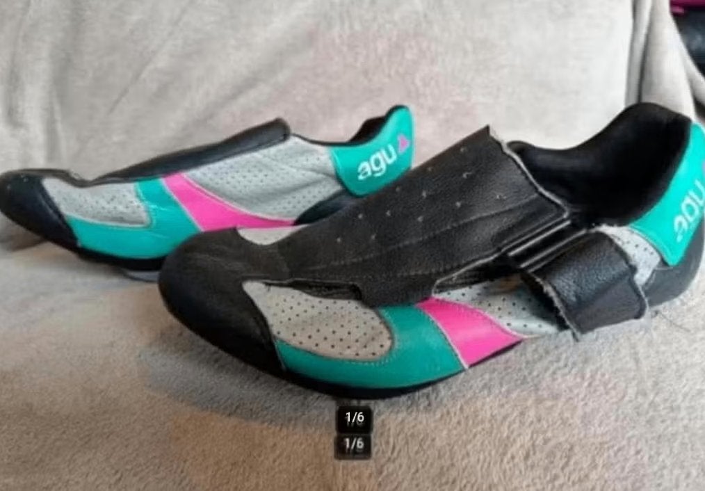 Agu fietsschoenen 24,5cm binnenzool met look plaatjes, Gebruikt, Ophalen of Verzenden