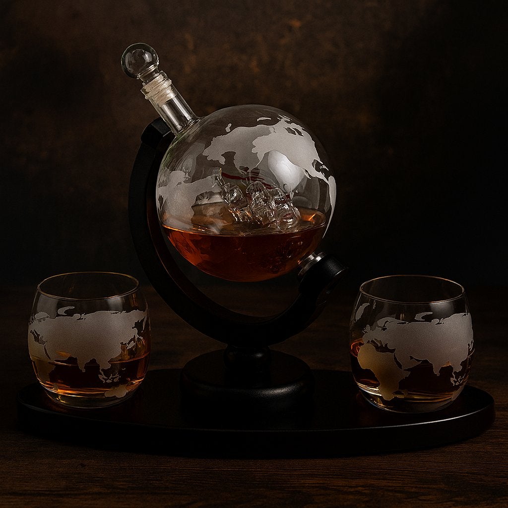 Wereldbol karaf - Whiskey kraf - Bar accessoires - Mancave, Kouwehoek 1b, Meerkleurig, Cave & Garden, Nieuw