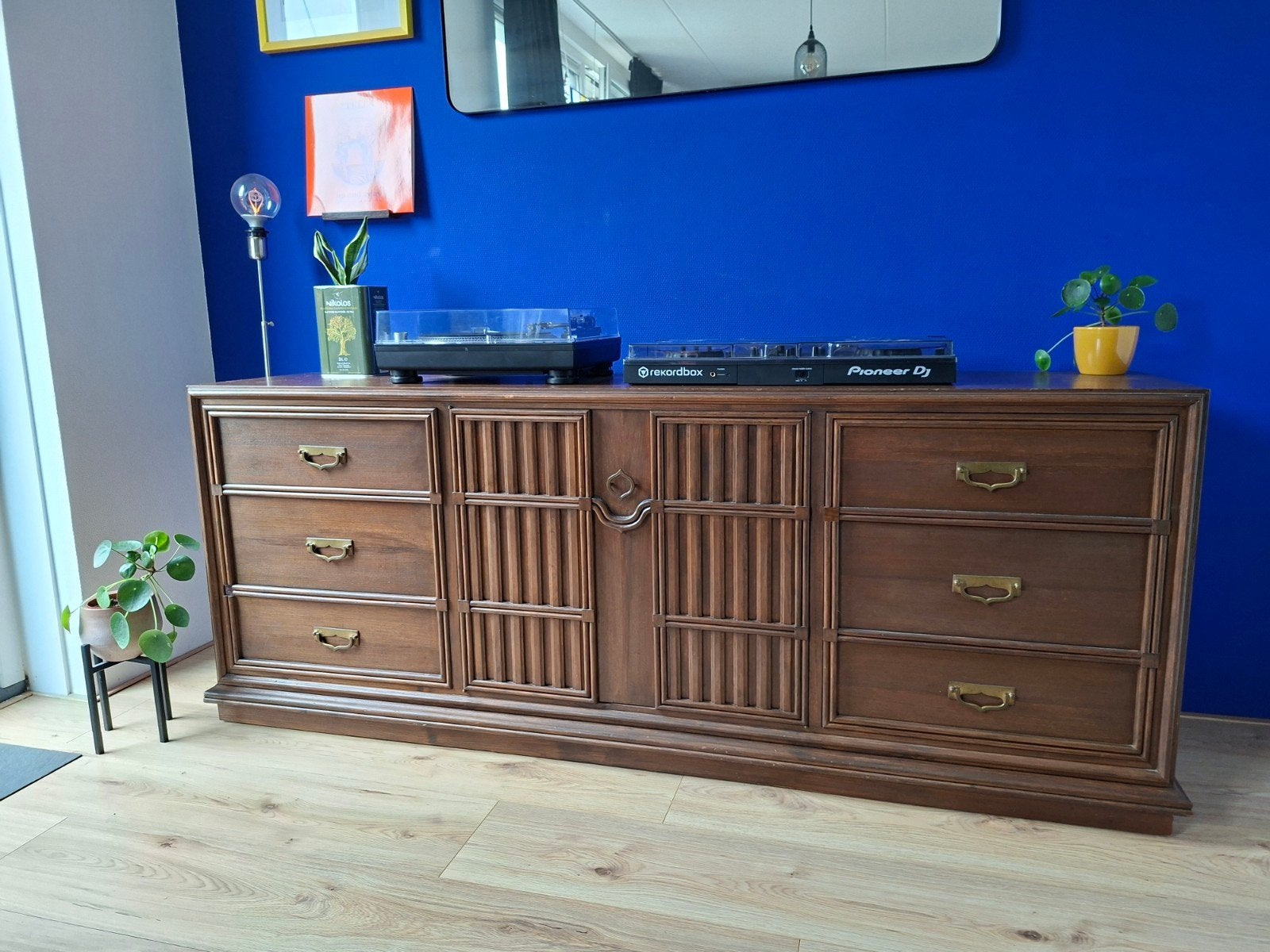 Vintage Houten Mid-Century Dressoir - 200x97x50 cm, Ophalen