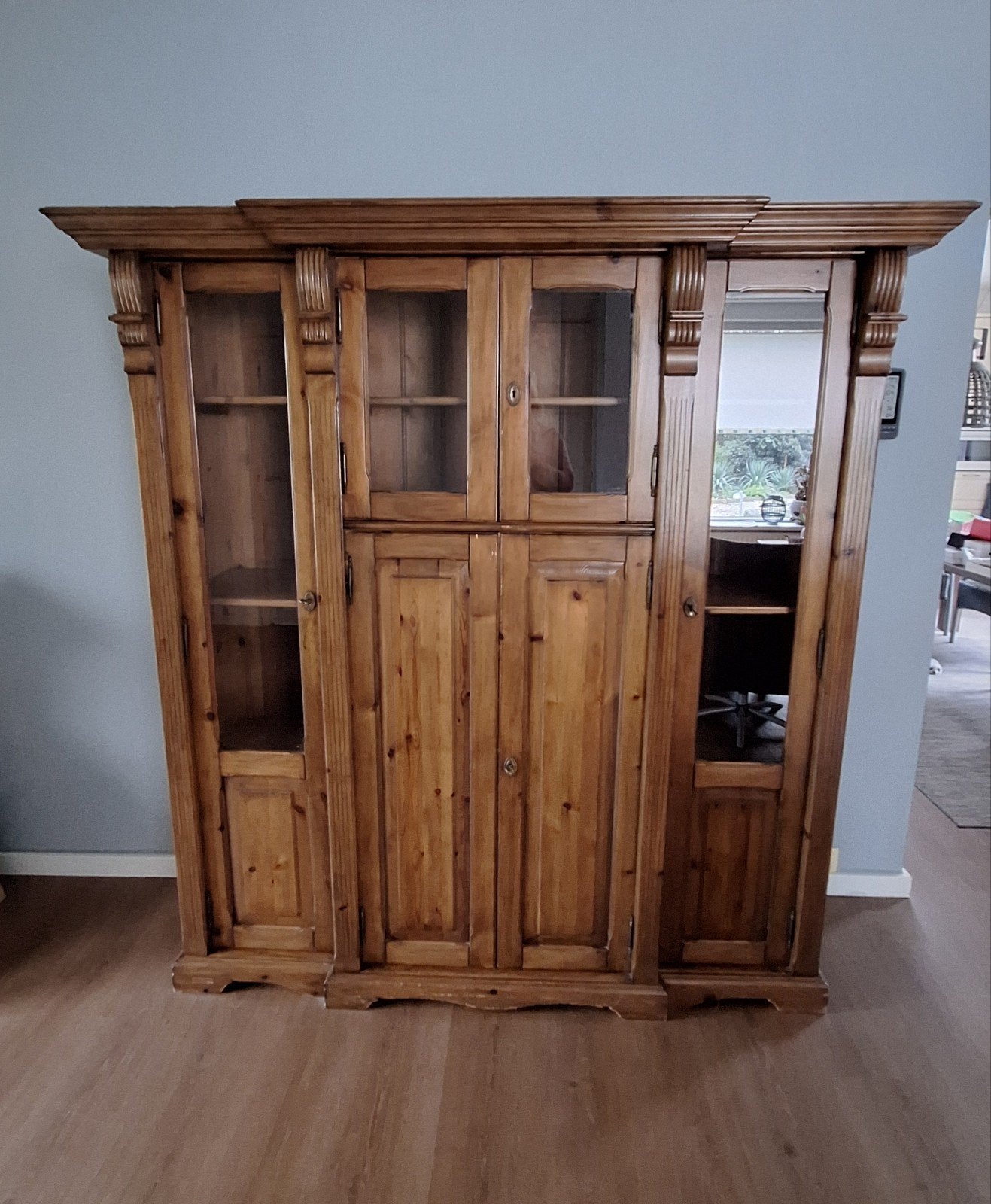 Oude grenen kast - 184x180x54 cm, Ophalen, Gebruikt
