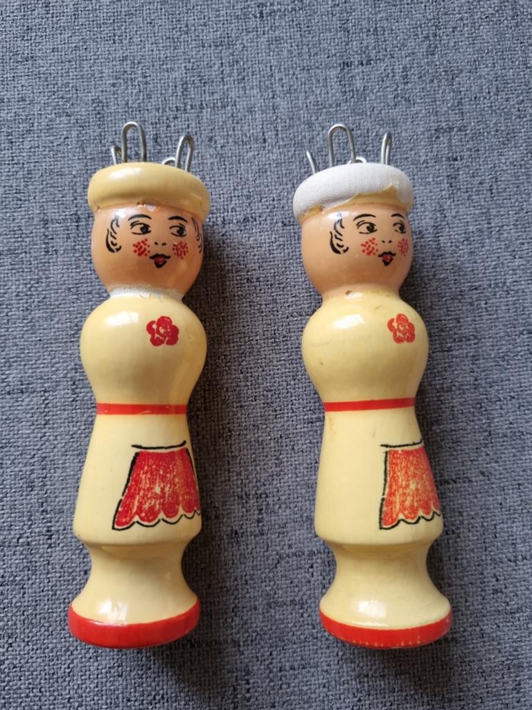 Vintage houten punnik klosjes €5,- per stuk, Ophalen of Verzenden, Gebruikt, Overige typen