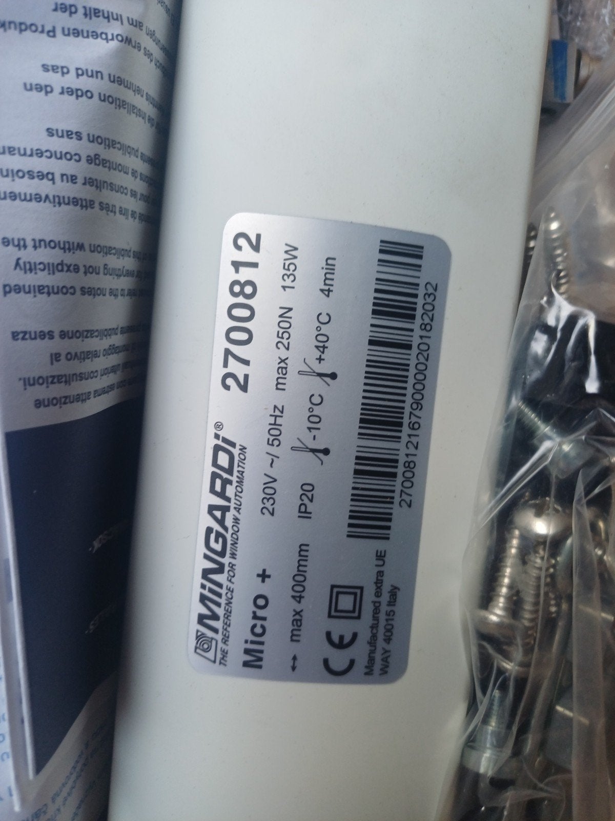 Mingardi Micro+ Elektronische Raamopener - Nieuw in Doos, Ophalen, Nieuw, Gevelraam of Ruit