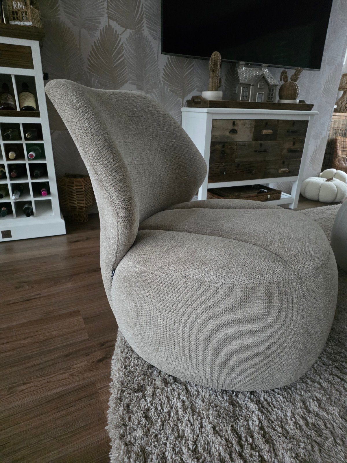 fauteuil japandi taupe/beige, Ophalen, Modern, Comfortabel, Overige kleuren, Zo goed als nieuw