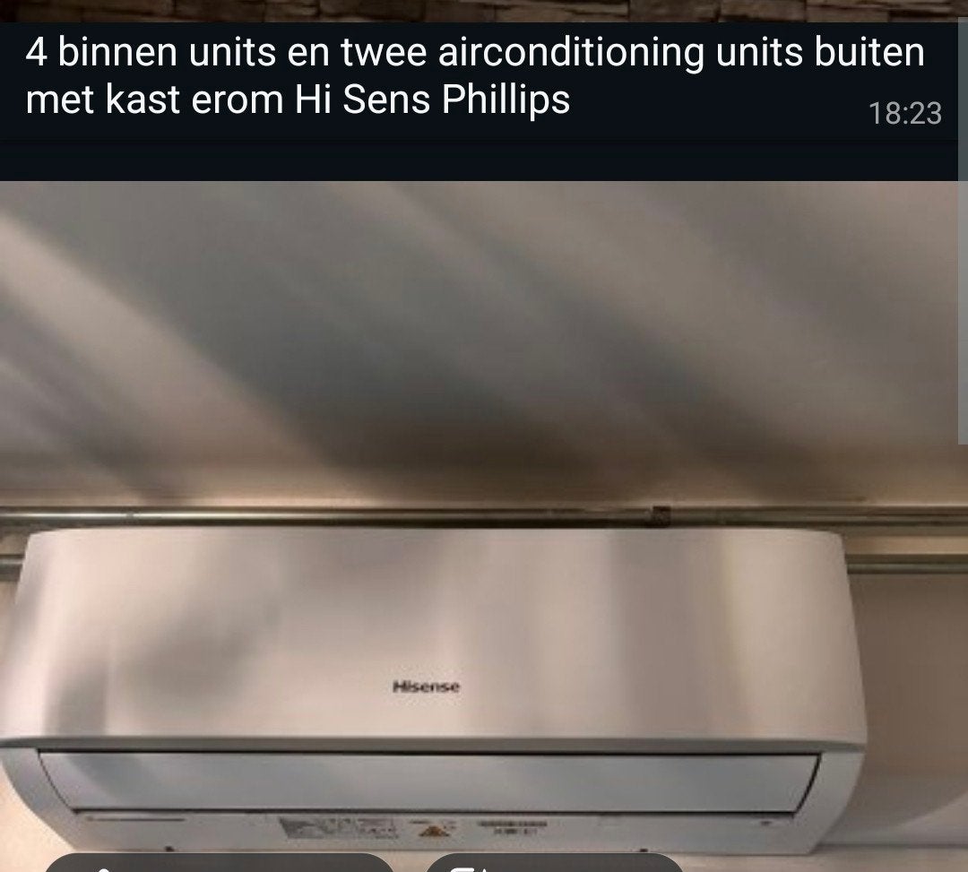 hi sense Philips 4 airco units en buiten kasten, Ophalen, Gebruikt, Wandairco, 3 snelheden of meer