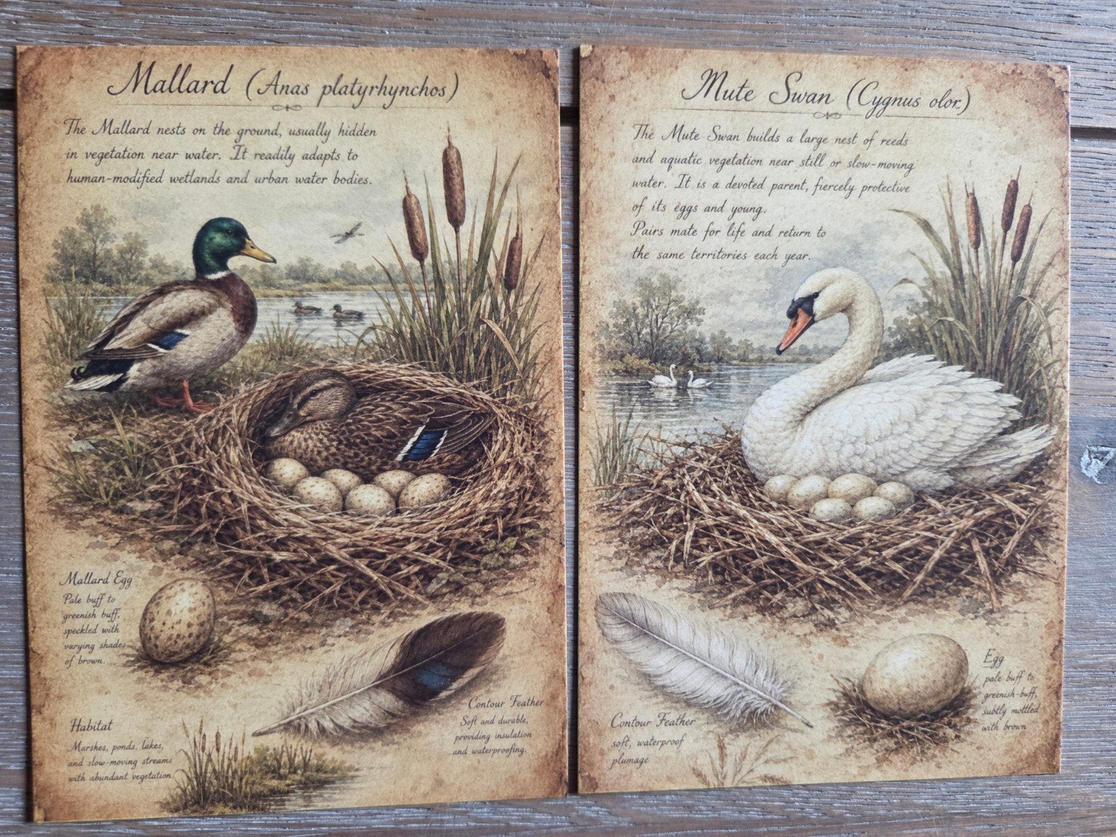 VOGEL MET NEST,  wilde eend , witte zwaan, Ophalen, 1980 tot heden, Vogel