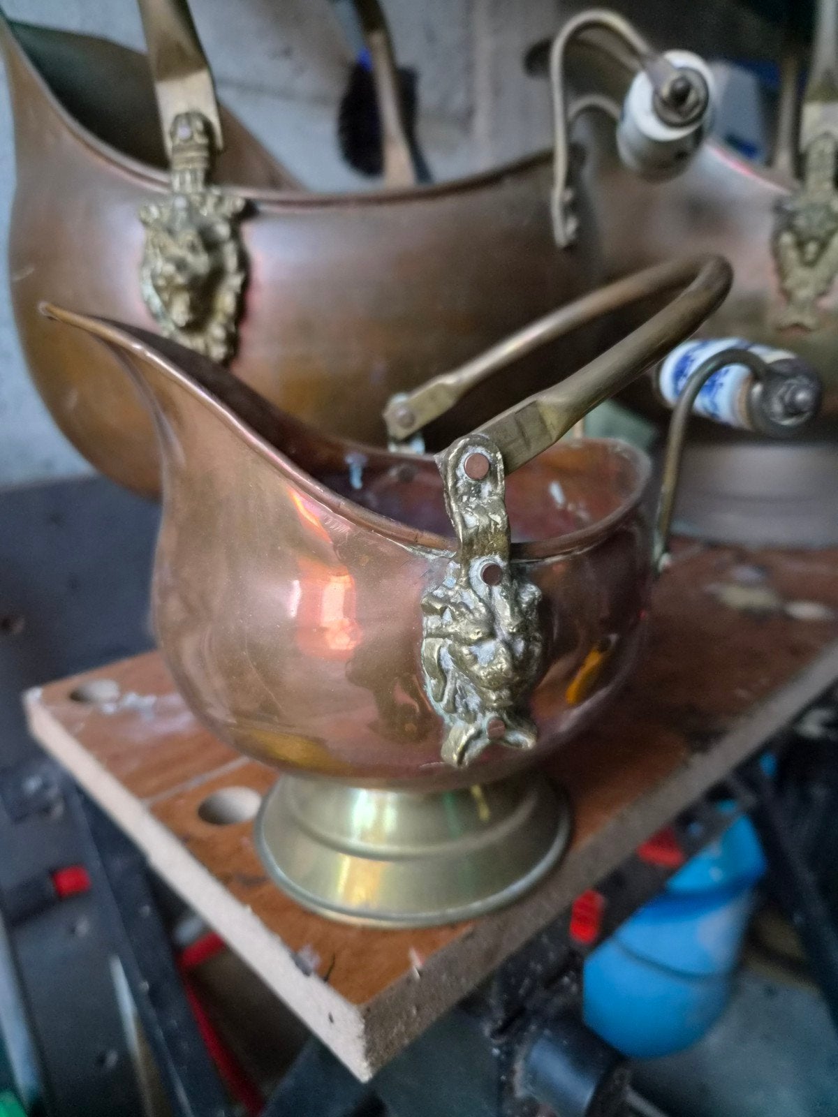 Antieke mini Koperen Kolenkit, Ophalen of Verzenden
