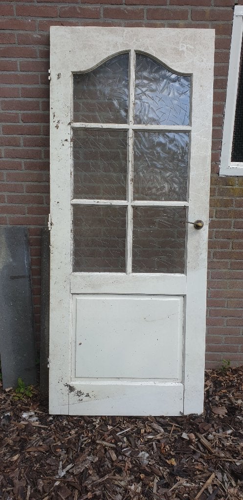 Klassieke paneeldeur wit met glas (binnen) Salvage GRATIS, Ophalen, Gebruikt, 80 tot 100 cm, Binnendeur