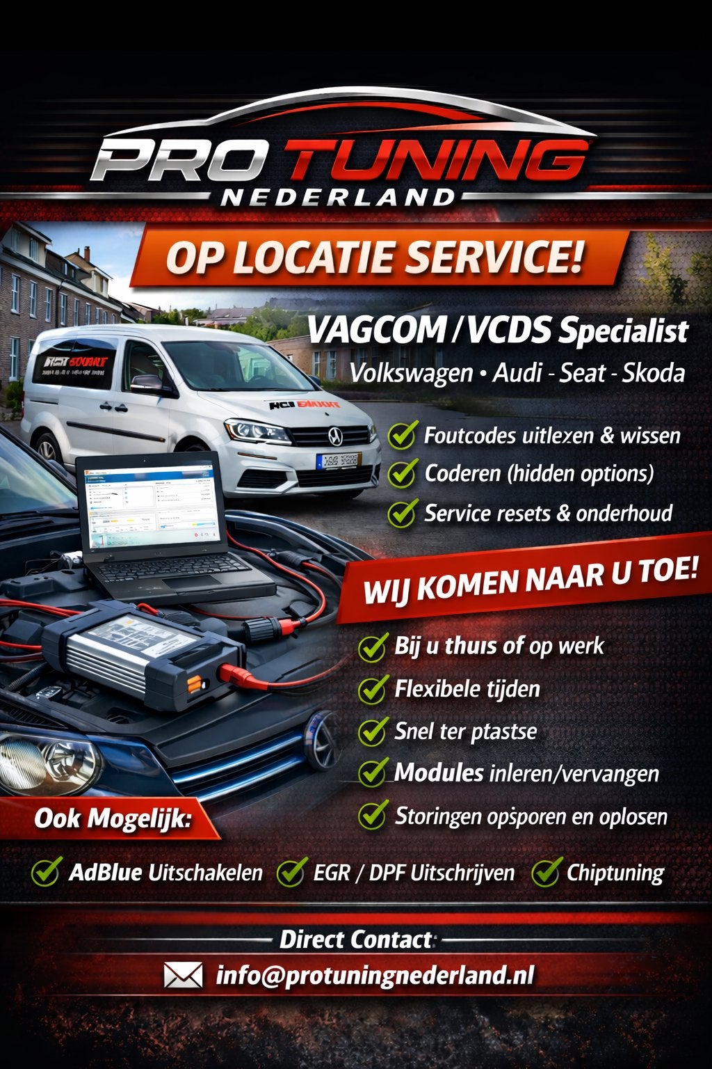 VAGCOM Specialist | VW Audi Diagnose & Coderen VCDS, Mobiele service, Overige werkzaamheden
