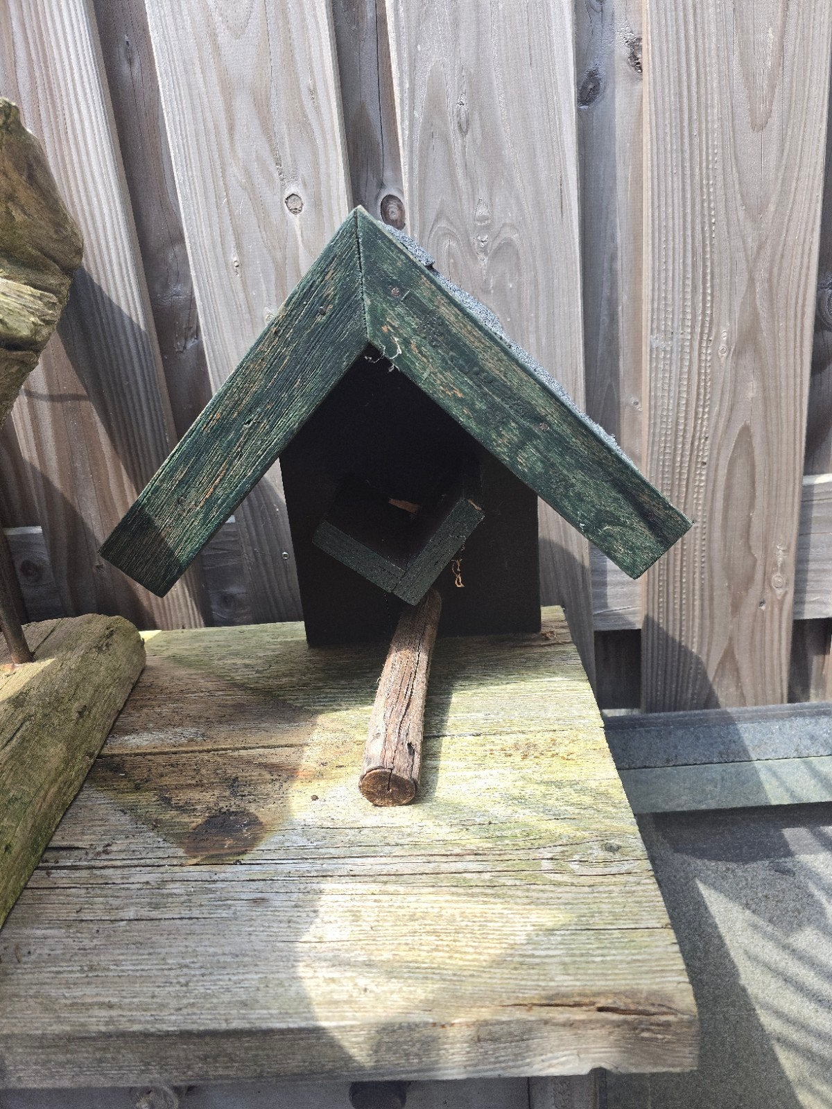 Houten vogelhuisje met dakbedekking, Ophalen of Verzenden, Gebruikt