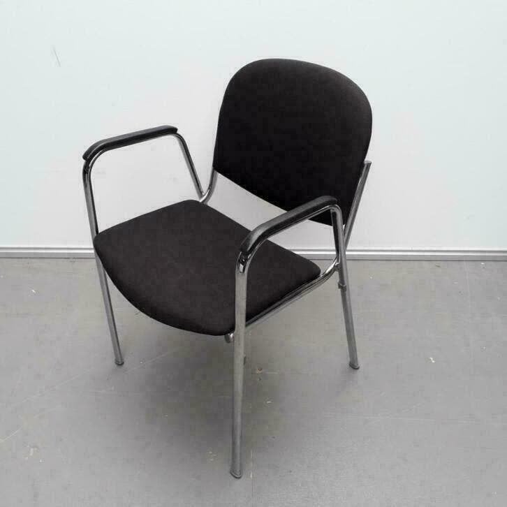 2x CAR stoelen met zwarte stof en verchroomd frame, Huis en Inrichting, Stoelen, Ophalen, Gebruikt, Stof, Vijf, Zes of meer stoelen