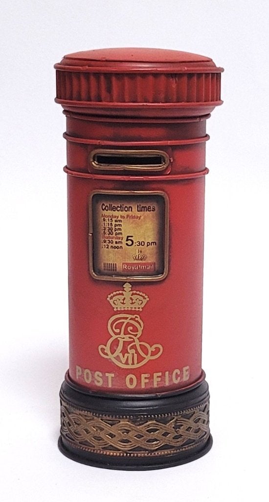 Engelse postbus spaarpot van metaal miniatuur model deco
