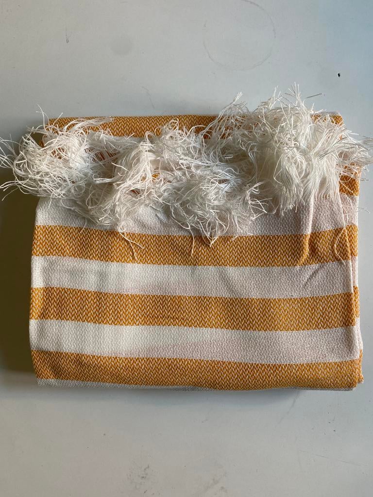 Nieuwe Oranje Beige Stranddoek 75x130cm, Ophalen of Verzenden, Nieuw, Oranje, Handdoek