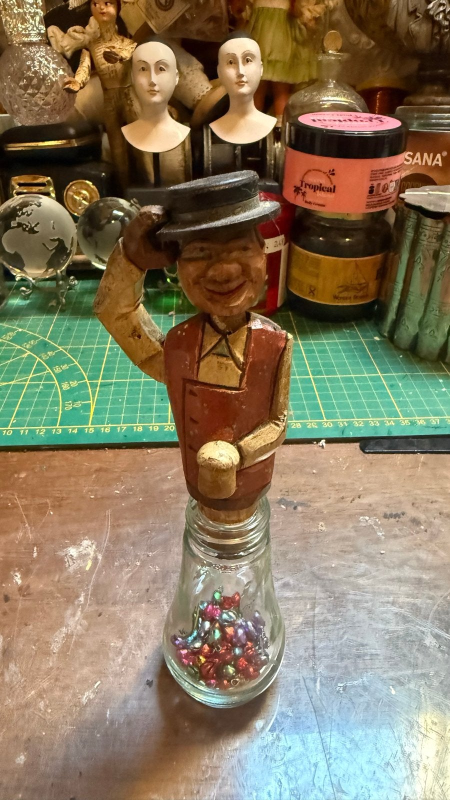 Vintage  'Kurk' met bewegend hoedje, Ophalen of Verzenden