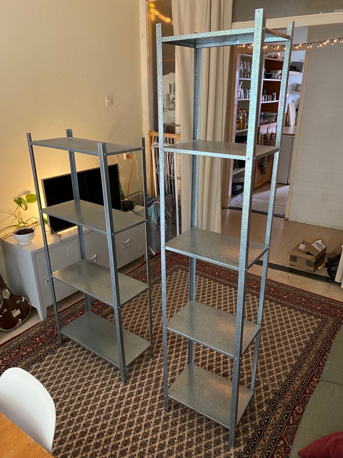 Set van 2 metalen stellingkasten, Ophalen, Gebruikt