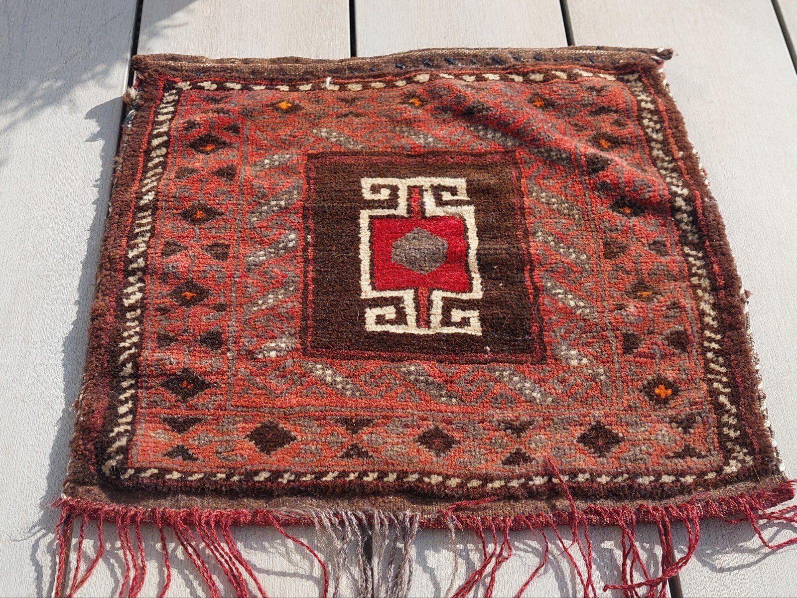 Antiek handgeknoopt Baluch nomaden zadeltasfront, Antiek en Kunst, Ophalen of Verzenden