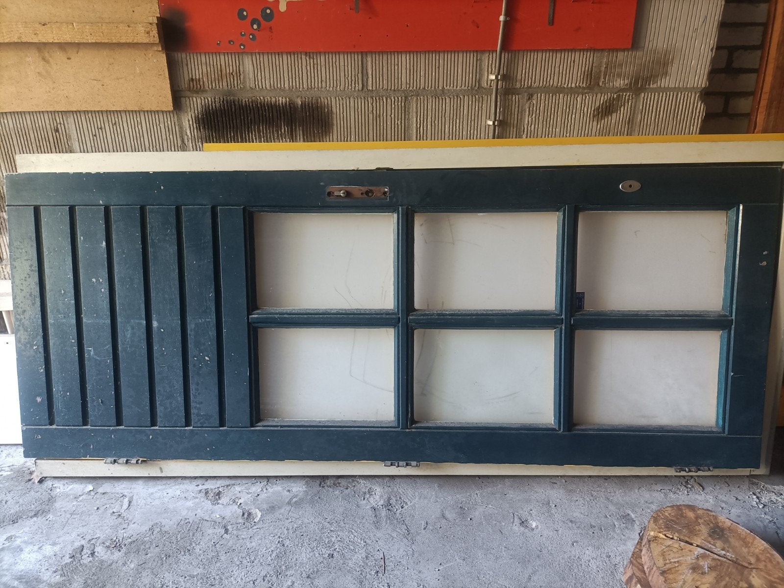 Hardhouten deur met kozijn en enkel glas, Doe-het-zelf en Verbouw, Ophalen, Gebruikt, Buitendeur, 200 tot 215 cm