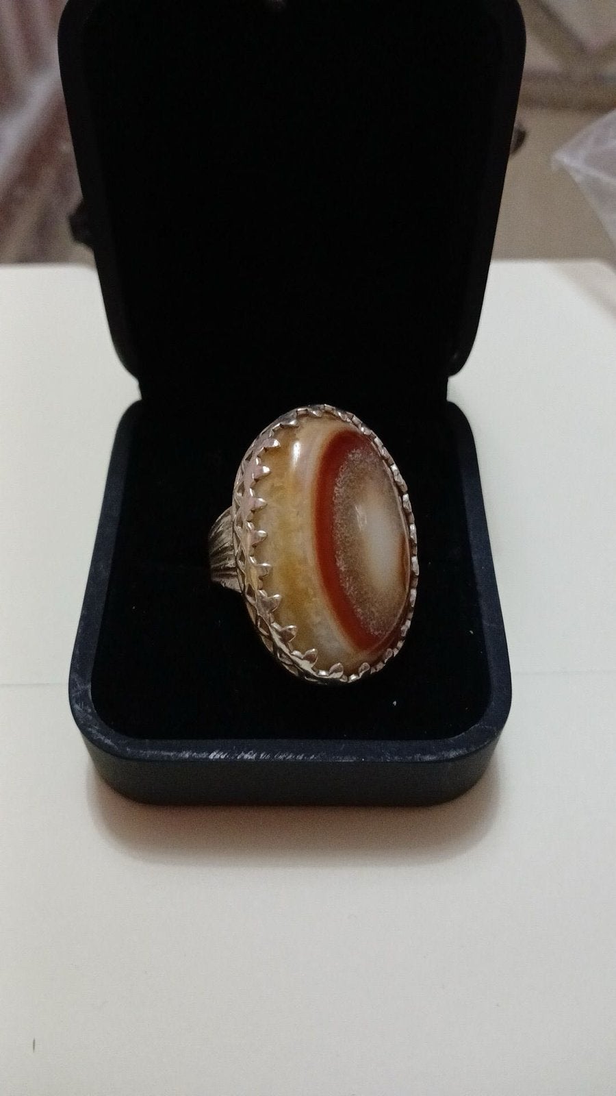 Handgemaakte Zilveren Ring met Sulemani Aqeeq Steen, Sieraden, Tassen en Uiterlijk, Ringen, Ophalen of Verzenden, Zo goed als nieuw