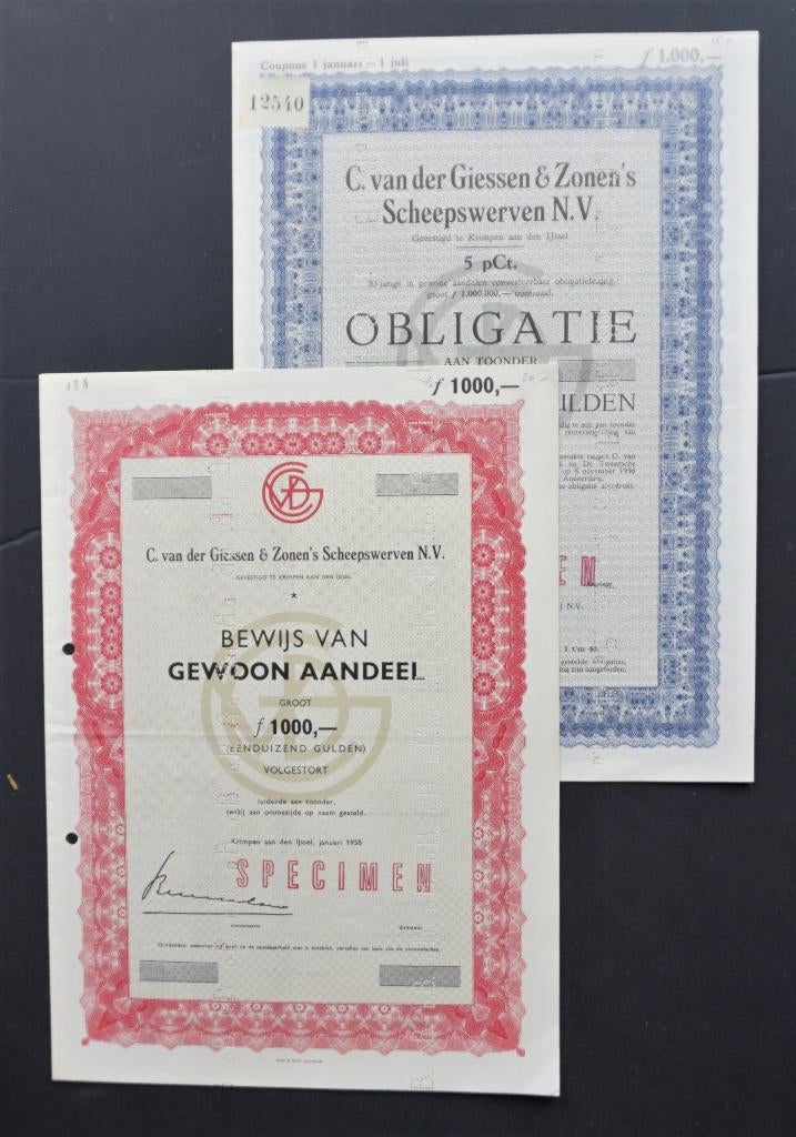 C. van der Giessen & Zonen's Scheepswerven - Krimpen 1958 2x, Verzenden, 1950 tot 1970, Aandeel