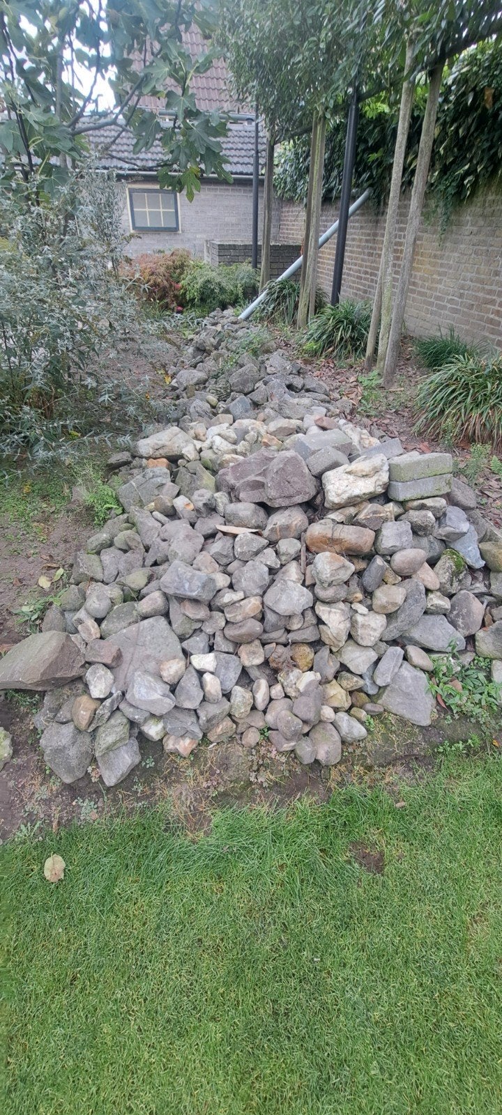 Grote partij keien voor tuin of vijver, Tuin en Terras, Ophalen, Gebruikt, Grijs, Kei