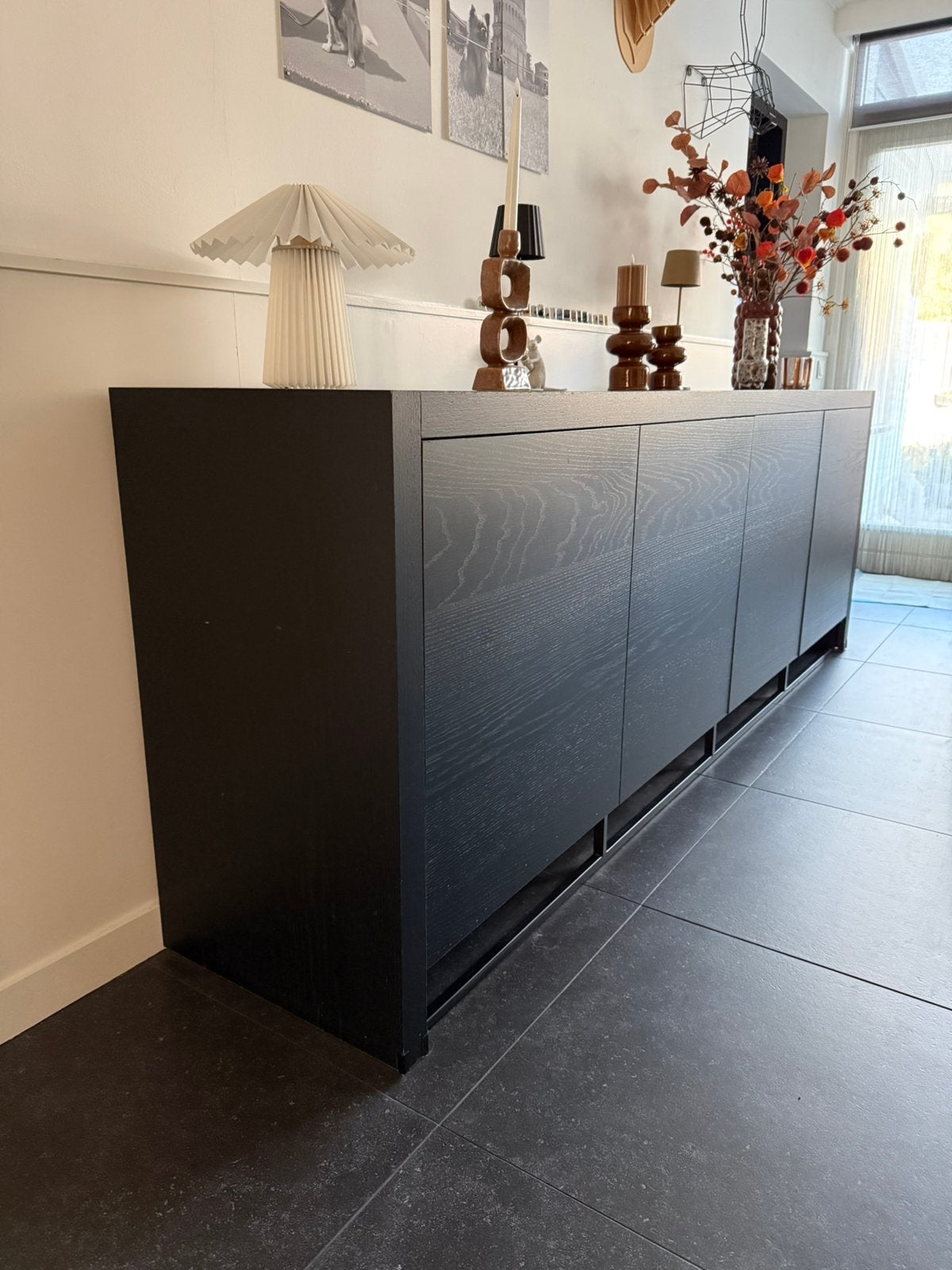 Handgemaakt zwart dressoir., Ophalen, Gebruikt, 200 cm of meer, Strak, modern