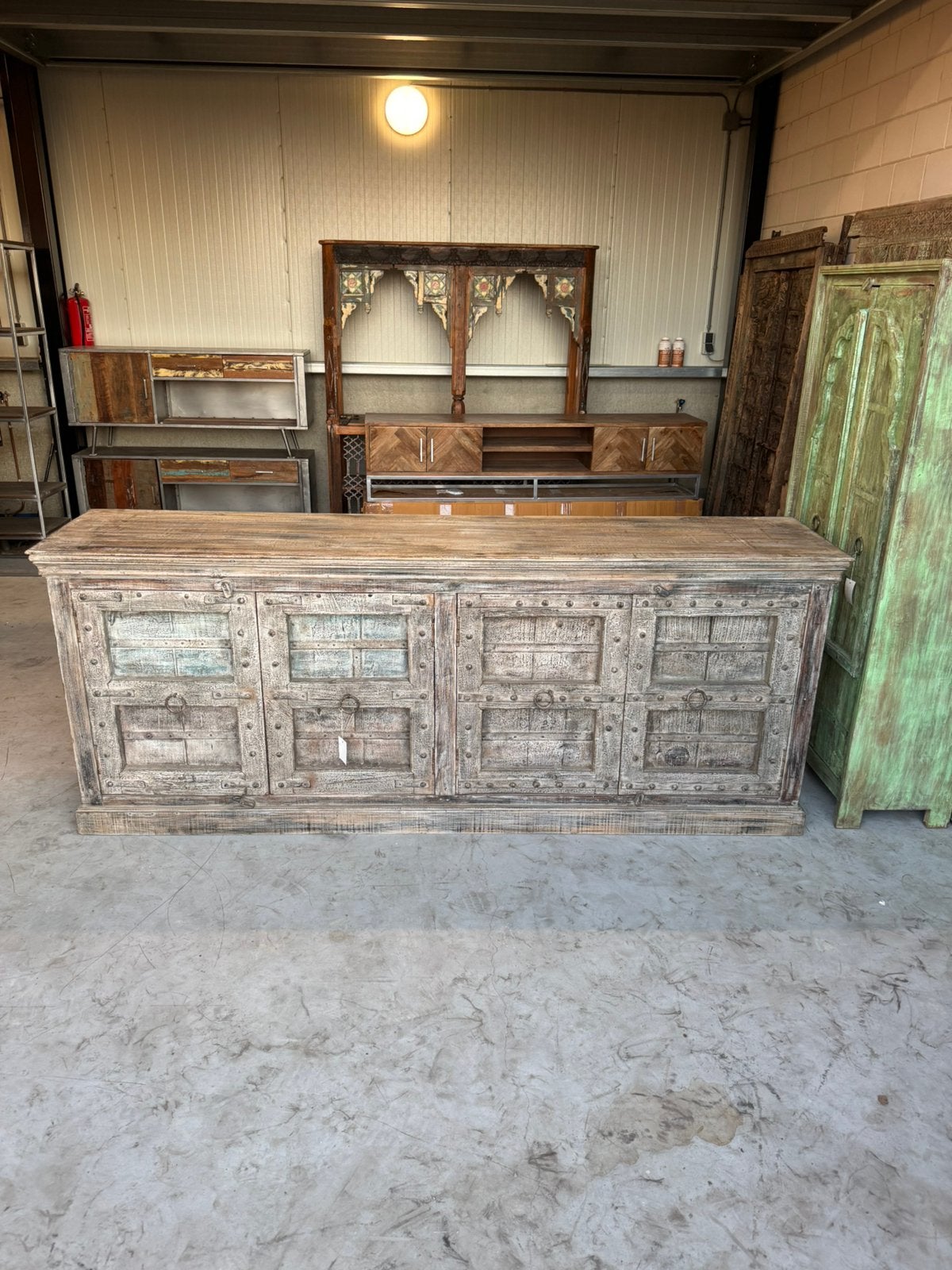Dressoir India Ibiza stijl/ Boho teak, Met deur(en), Nieuw, Ophalen of Verzenden, 200 cm of meer