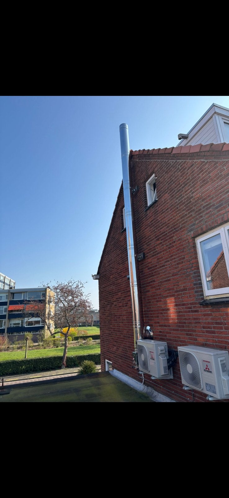 Dubbelwandige RVS rookgasafvoerbuizen en bochten compleet, Ophalen, Gebruikt, Kachel, Minder dan 60 cm