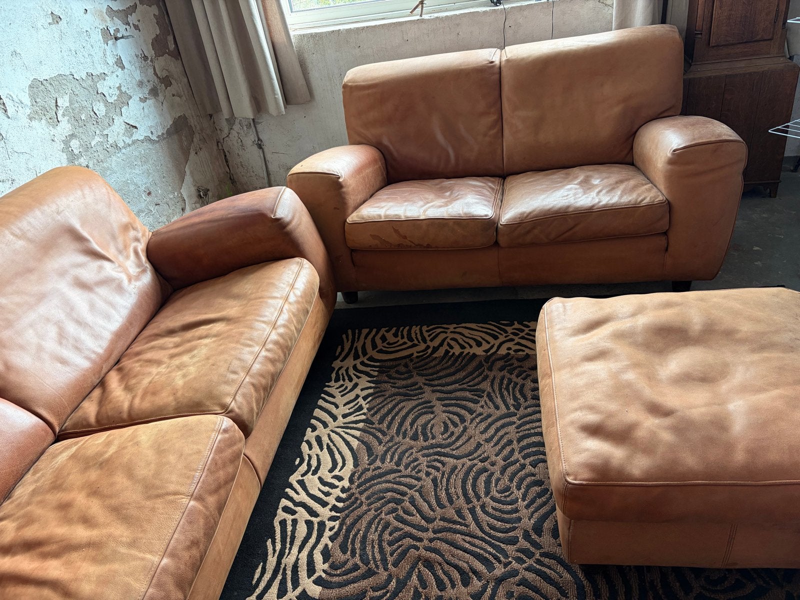 Molinari bankstel: 2-zits, 3-zits, fauteuil en hocker, Ophalen, 250 tot 300 cm, Gebruikt, Rechte bank