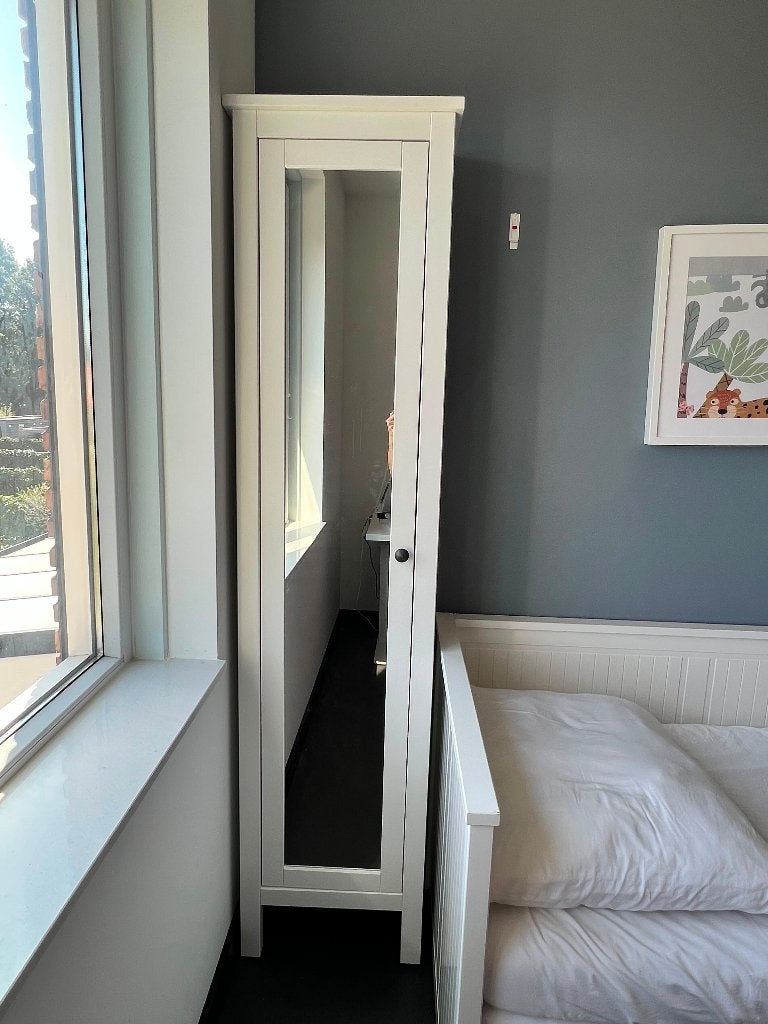 IKEA Hemnes Hoge Kast met Spiegeldeur - Wit, Ophalen of Verzenden, Gebruikt, Scandinavisch, Klassiek