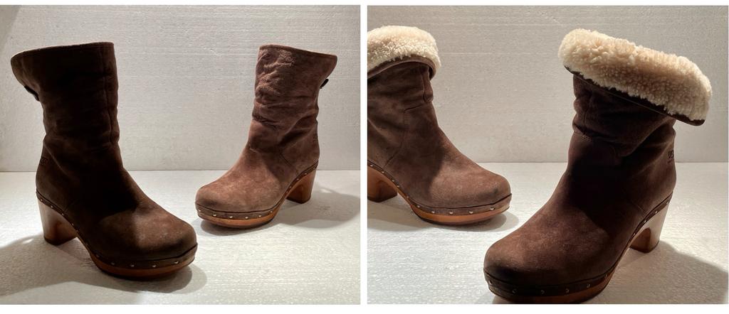 Ugg Kouri warme laarzen / clog boots met voering 39 bruin, Bruin, Lage of Enkellaarzen, Ophalen of Verzenden, Zo goed als nieuw