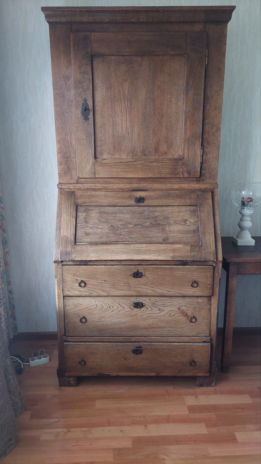 Antiek eikenhouten secretaire met opbouw, Ophalen