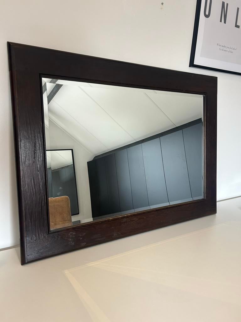 Donkerbruine spiegel - 110x80 cm, Huis en Inrichting, Ophalen, Gebruikt, 100 tot 125 cm, Minder dan 100 cm